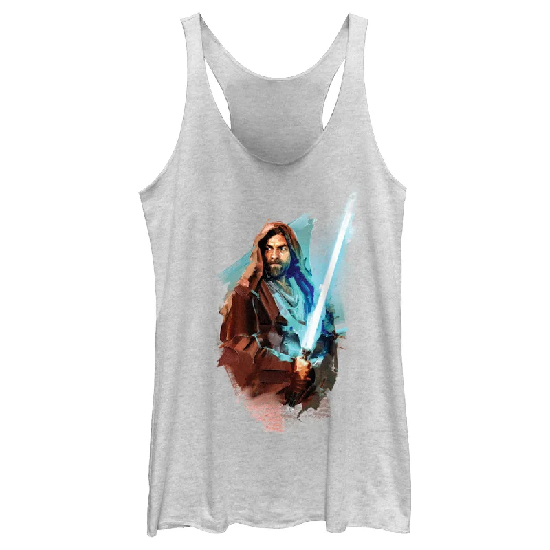 Women's Star Wars: Obi-Wan Kenobi Watercolor Obi-Wan Racerback Tank Top black tank top Women's Star Wars: Obi-Wan Kenobi Watercolor Obi-Wan Racerback Tank Top black tank top