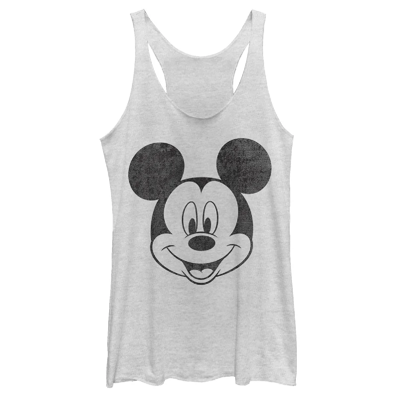 Women's Mickey & Friends Big Smiling Mickey Mouse Face Racerback Tank Top soft tank top Women's Mickey & Friends Big Smiling Mickey Mouse Face Racerback Tank Top soft tank top