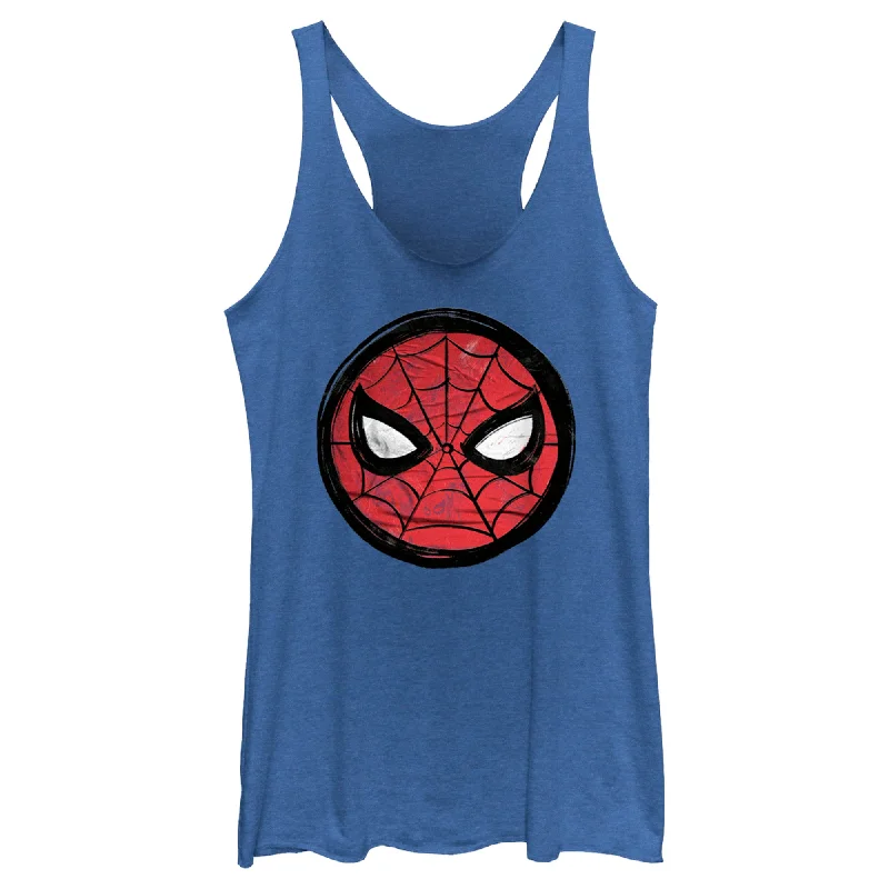 Women's Spider-Man: Beyond Amazing Mask Sketch Circle Racerback Tank Top layering tank top Women's Spider-Man: Beyond Amazing Mask Sketch Circle Racerback Tank Top layering tank top