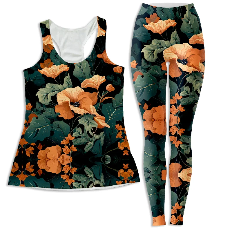 Tangerine Floral Women's Tank and Leggings Combo adorable tank top