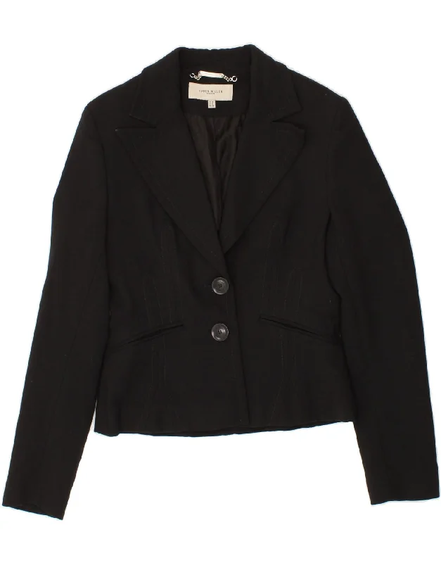 KAREN MILLEN Womens 2 Button Crop Blazer Jacket UK 12 Medium Black Wool Satin Jacket Silk Jacket Chiffon Jacket KAREN MILLEN Womens 2 Button Crop Blazer Jacket UK 12 Medium Black Wool Satin Jacket Silk Jacket Chiffon Jacket
