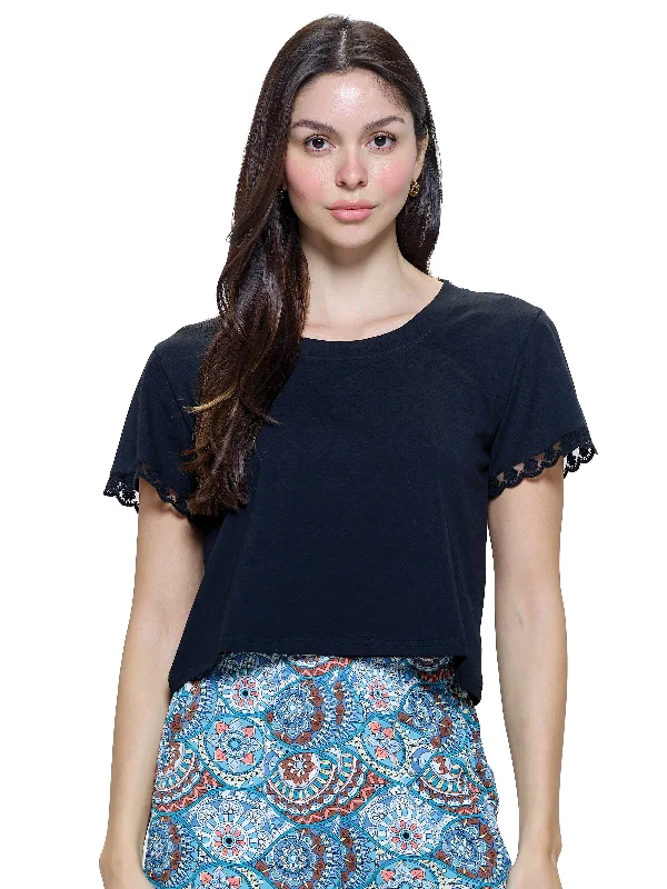 Crop Top Casual Lace Details Elegant Classic Vintage