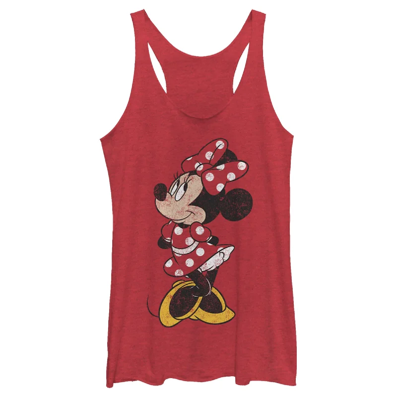 Women's Mickey & Friends Minnie Mouse Portrait Distressed Racerback Tank Top strappy tank top Women's Mickey & Friends Minnie Mouse Portrait Distressed Racerback Tank Top strappy tank top