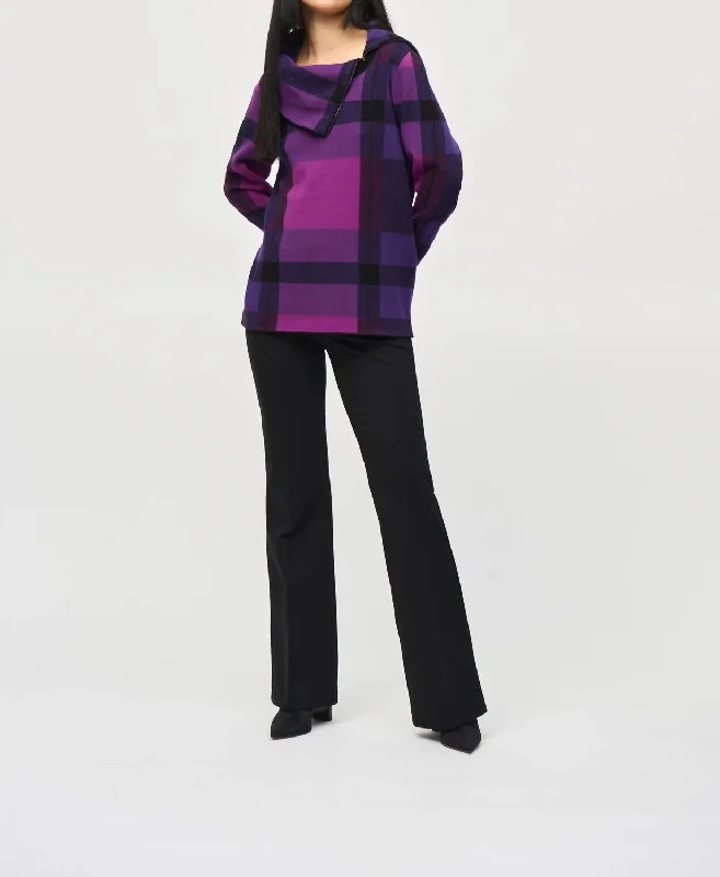 Cowl Neck Sweater In Purple Casual Formal Business