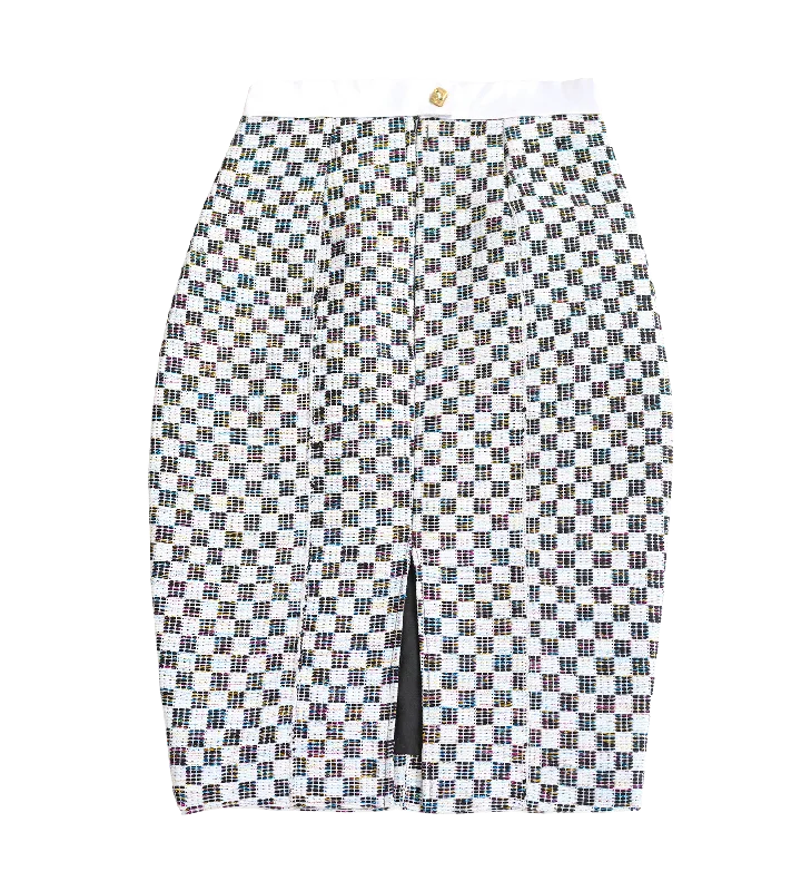 The Akissi III black-and-white fully lined and structured skirt leather skirt bold