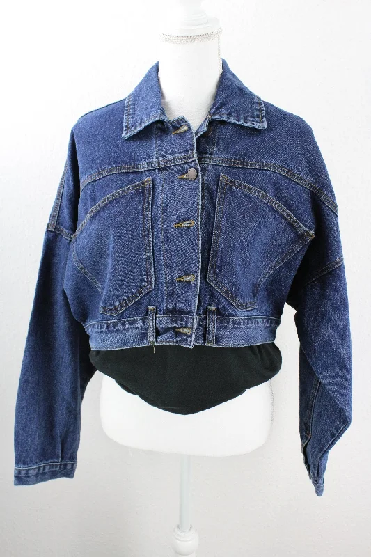 Vintage Jupe Vendue Denim  Jeans Jacket (L) Oversized Jacket Tailored Jacket Straight Jacket