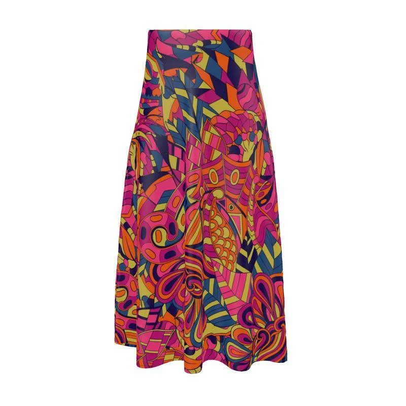 Lina Silk A-line Midi Skirt velvet skirt luxury