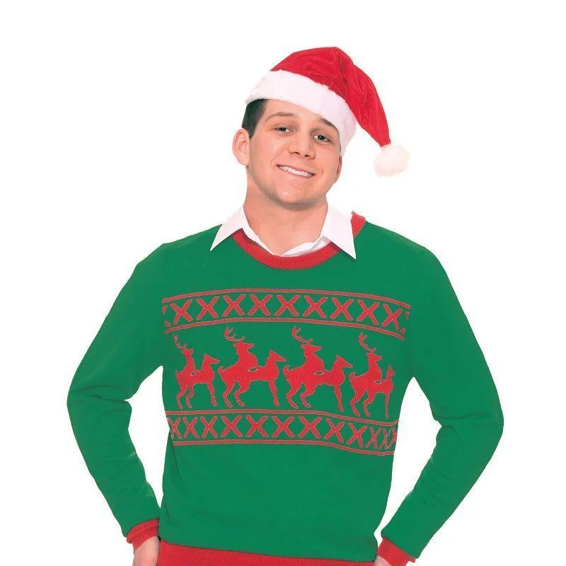 Mens Reindeer Games Sweater Adult Costumes Male Nylon Fabric Polyester Fabric Spandex Fabric