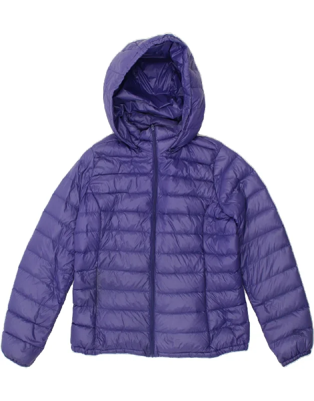 BENETTON Womens Hooded Padded Jacket UK 14 Large Blue Jersey Jacket Tulle Jacket Batik Jacket