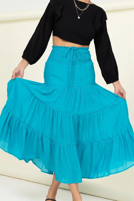 Turquoise Maxi Skirt corduroy skirt durable