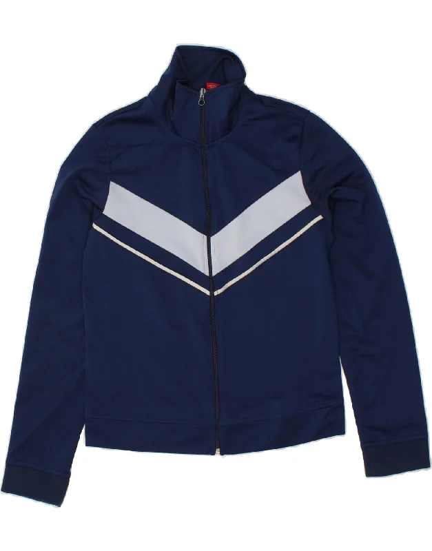 MOSSIMO Womens Tracksuit Top Jacket UK 14 Large Navy Blue Colourblock Bomber Jacket Anorak Windbreaker