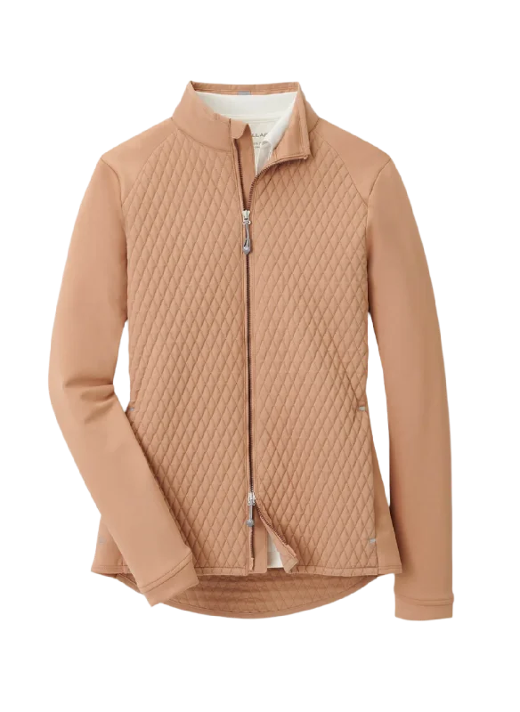 Peter Millar - Women's Merge Hybrid Quilted Jacket - Camel Cotton Fabric Linen Fabric Terry Fabric Peter Millar - Women's Merge Hybrid Quilted Jacket - Camel Cotton Fabric Linen Fabric Terry Fabric