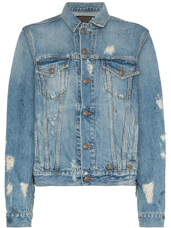 distressed detail denim jacket Toggled Jacket Drawstring Jacket Belted Jacket