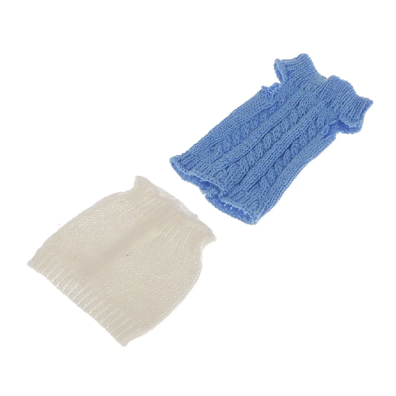 Maxbell Blue Knit Tops + White Skirt Outfit for 1/6 Barbie Dolls Costome leather skirt durable