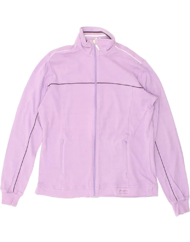 CHAMPION Womens Tracksuit Top Jacket UK 16 Large Purple Cotton Hoodie Zip-Up Jacket Button-Up Jacket