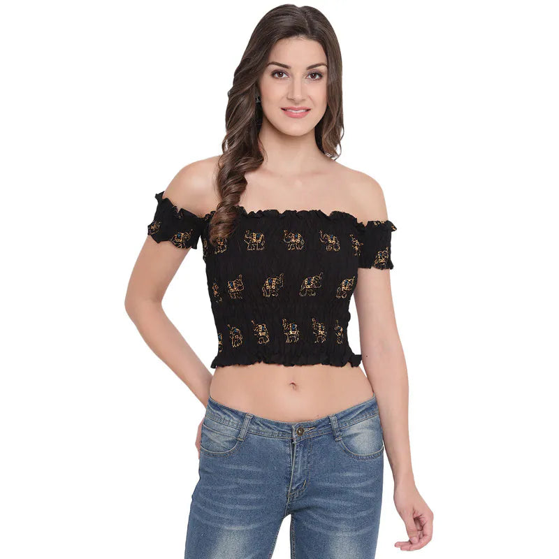 Aawari Rayon Crop Top For Girls and Women AM079-006-AM079-006 Welt Pockets Slit Pockets Flap Pockets