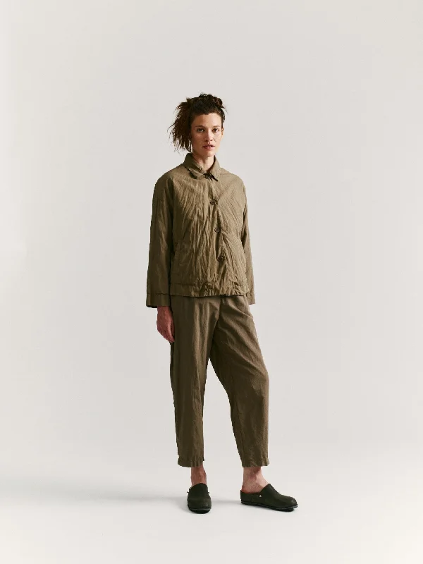 JULIETTE JACKET - LIN COT - OLIVE Nylon Fabric Polyester Fabric Spandex Fabric