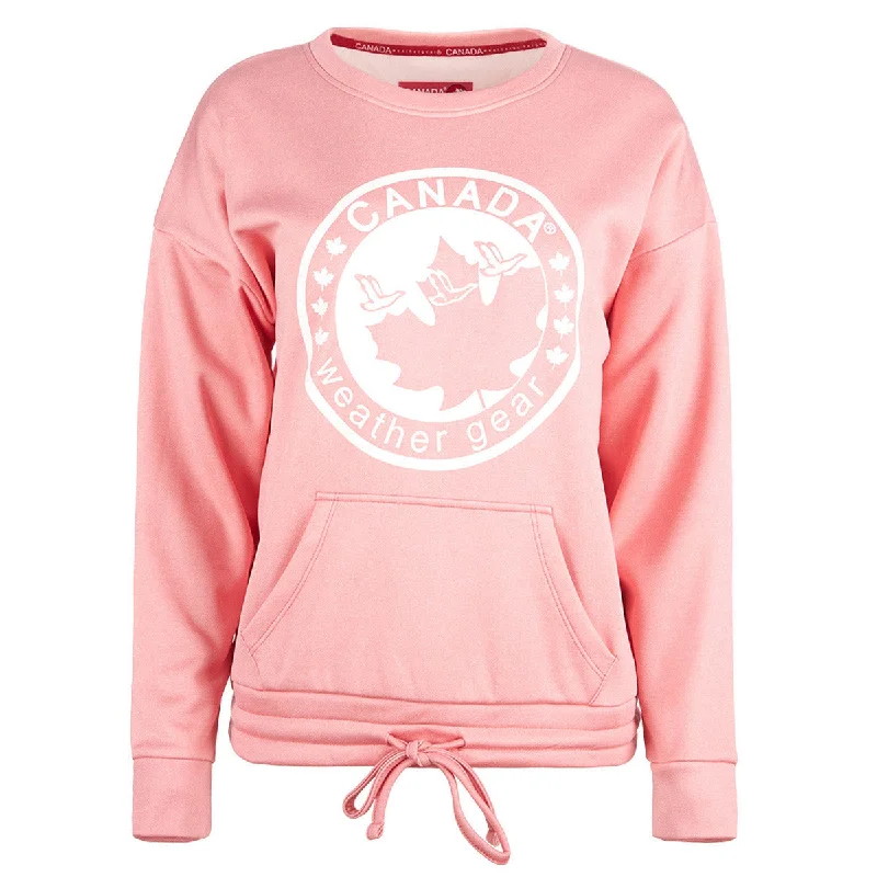 Canada Weather Gear Women's Logo Drawstring Sweater by PROOZY Solid Color Striped Floral Print