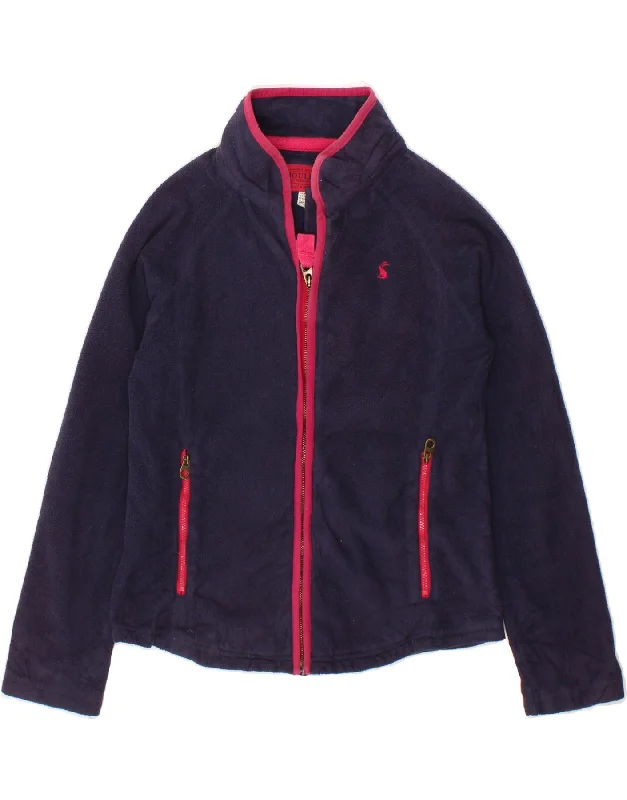 JOULES Womens Fleece Jacket UK 6 XS Navy Blue Polyester Hooded Jacket Caped Jacket Shawl Collar Jacket