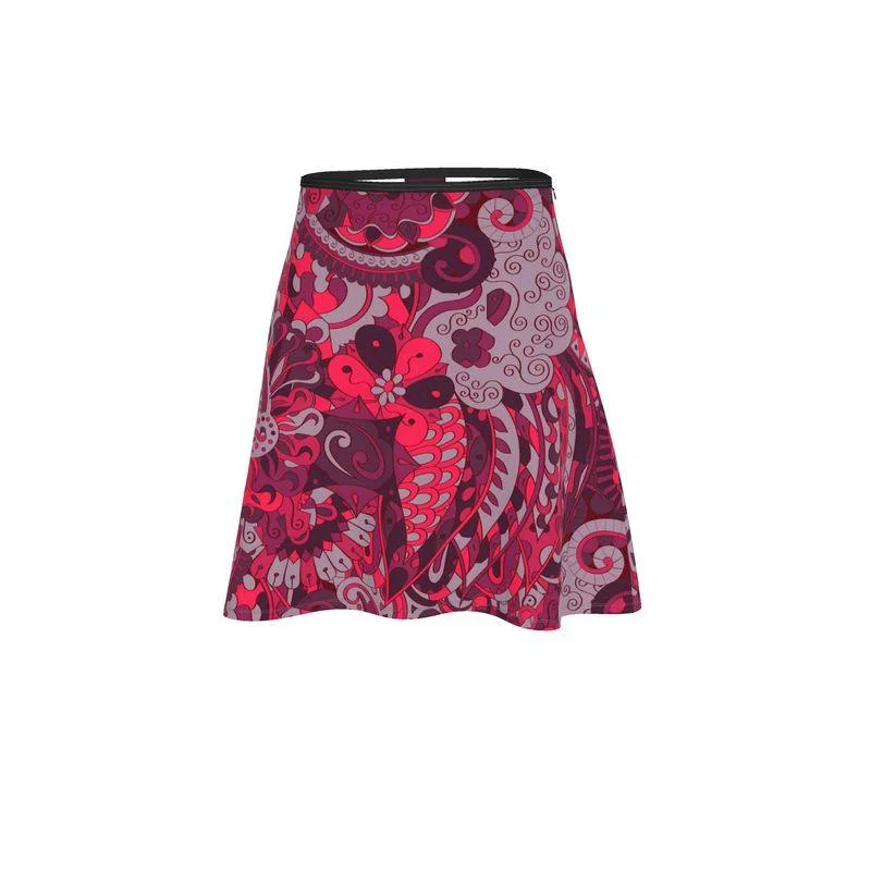 Pena Knee Length Skater Skirt zip skirt side