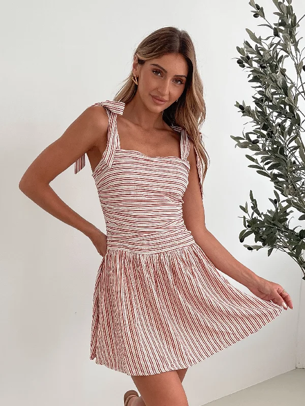 Laynie Dress - Red Stripe
