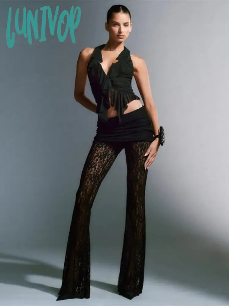 Lunivop Lace Jacquard See Through Sexy Straight Pant Women Y2k Fashion Low Rise Waist Slim Night Clubwear Party Trouser Summer New Trousers Custom Made Lunivop Lace Jacquard See Through Sexy Straight Pant Women Y2k Fashion Low Rise Waist Slim Night Clubwear Party Trouser Summer New Trousers Custom Made
