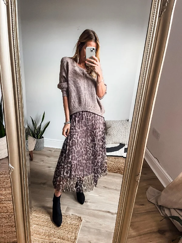 Leopard Two Piece Mesh Jumper Dress
