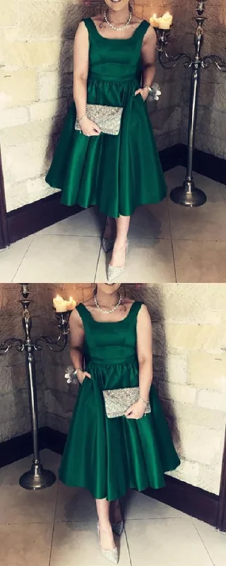 Green Round Neck Short Prom Dresses     cg19840