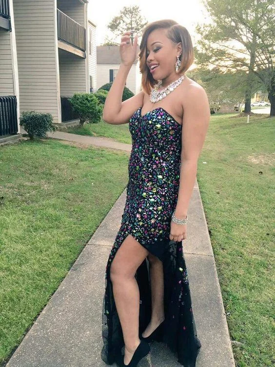 Sparkle mermaid colorful beading long formal dress prom dress with side slit cg20096 Sparkle mermaid colorful beading long formal dress prom dress with side slit cg20096