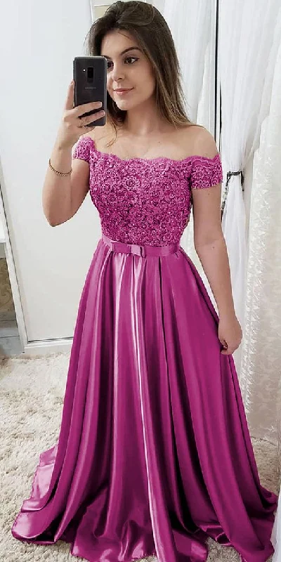 Off-the-shoulder Neckline Floor-length A-line Evening Dresses With Beaded Lace Appliques Prom Dress cg20086 Off-the-shoulder Neckline Floor-length A-line Evening Dresses With Beaded Lace Appliques Prom Dress cg20086