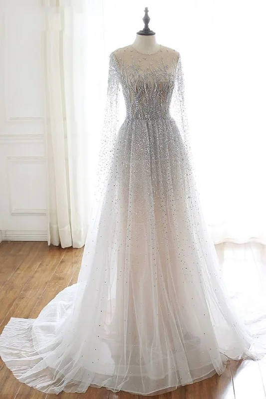 Stunning Silver Beaded Long Formal Dress Prom Dress    cg19815