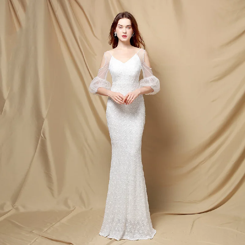 Quinn Sequin Scroll Charming Puff Sleeve Dress