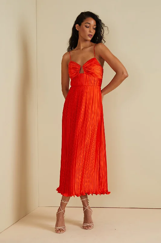 AMur Dannie Pleated Mii Dress - Crimson Red