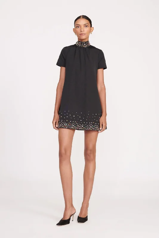 STAUD MINI ILANA DRESS - BLACK/SILVER