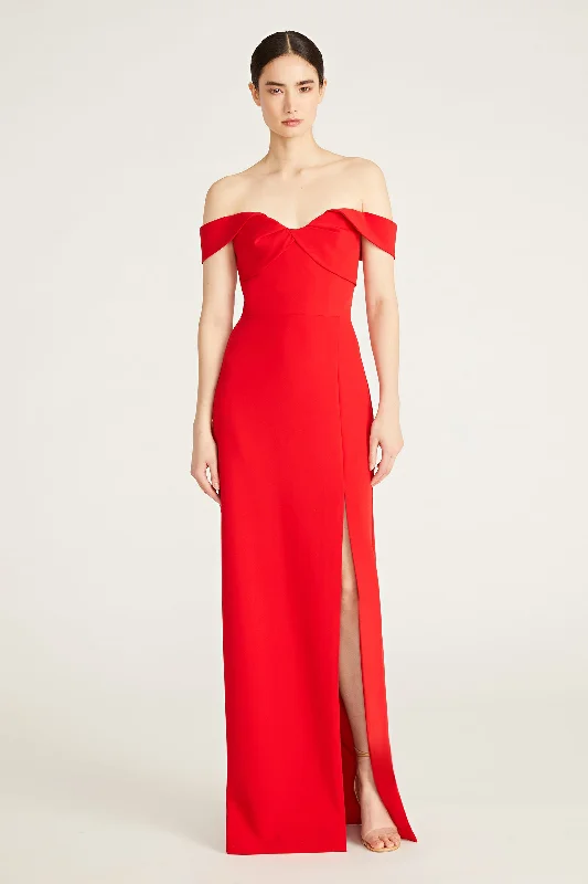 Monique Lhuillier Viviana Crepe Long Dress