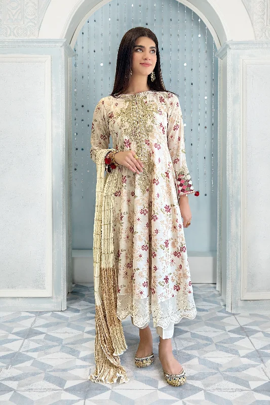 Elegant Pakistani Long Frock with Trousers and Dupatta Trousers Timeless Classic