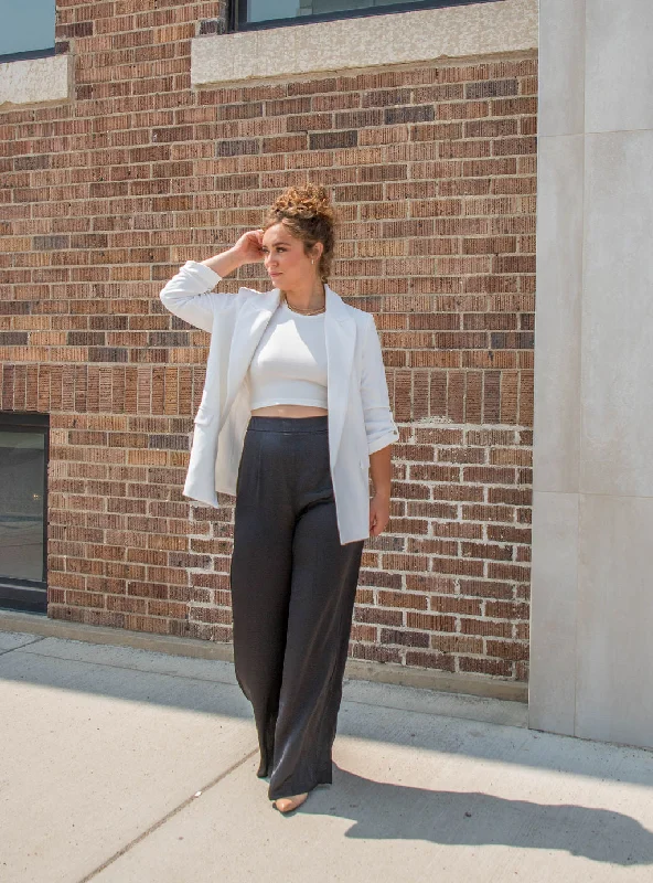 Black Sateen Trousers Trousers cozy soft