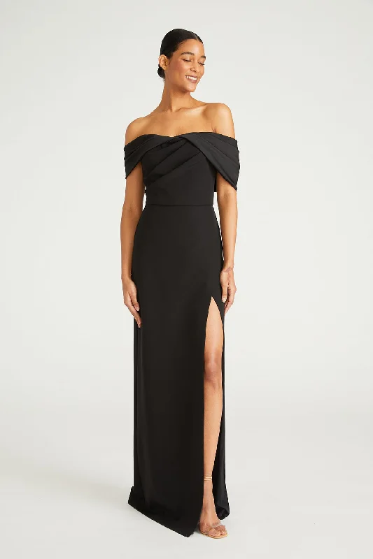 Monique Lhuillier Celeste Crepe Long Dress