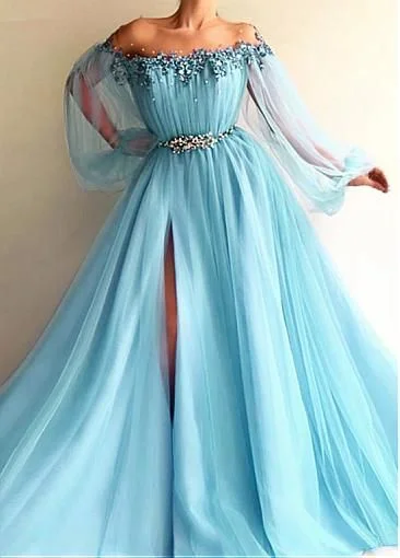 Modern Tulle Jewel Neckline Floor-length A-line Prom Dresses With Lace Appliques cg20074 Modern Tulle Jewel Neckline Floor-length A-line Prom Dresses With Lace Appliques cg20074