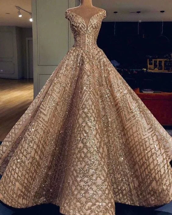 modest Glitter Tulle prom dresses, glamorous evening gowns    cg19957