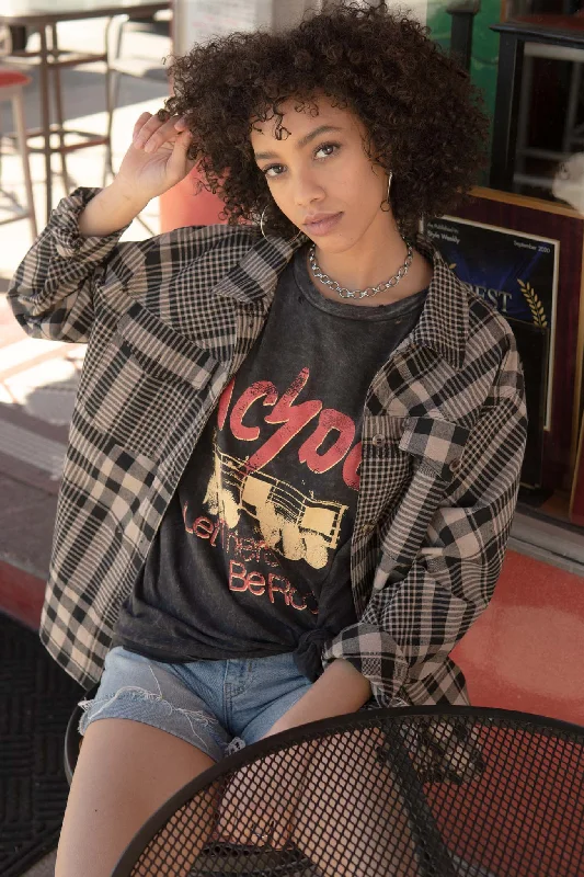AC/DC Let There Be Rock Distressed Graphic Tee Terry Blend Velvet Blend Canvas Blend AC/DC Let There Be Rock Distressed Graphic Tee Terry Blend Velvet Blend Canvas Blend