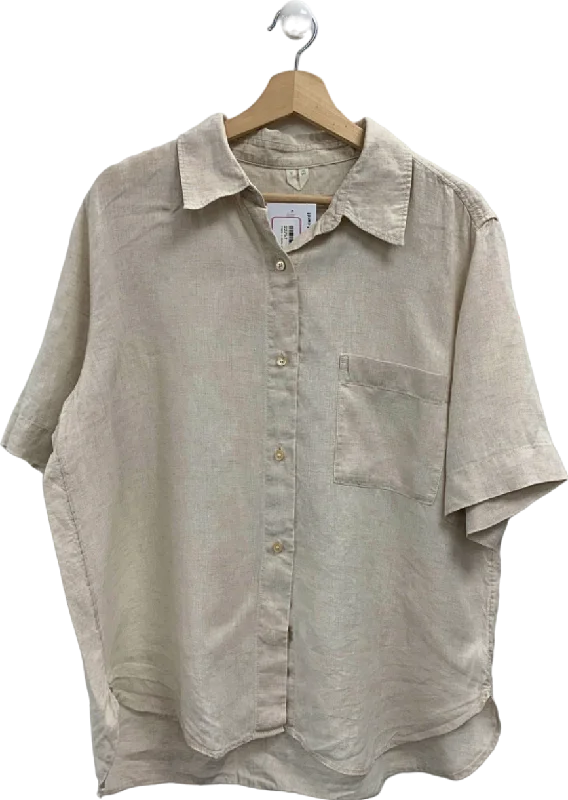 Arket Beige Linen Blend Shirt UK M Mesh Fabric Canvas Fabric Denim Fabric