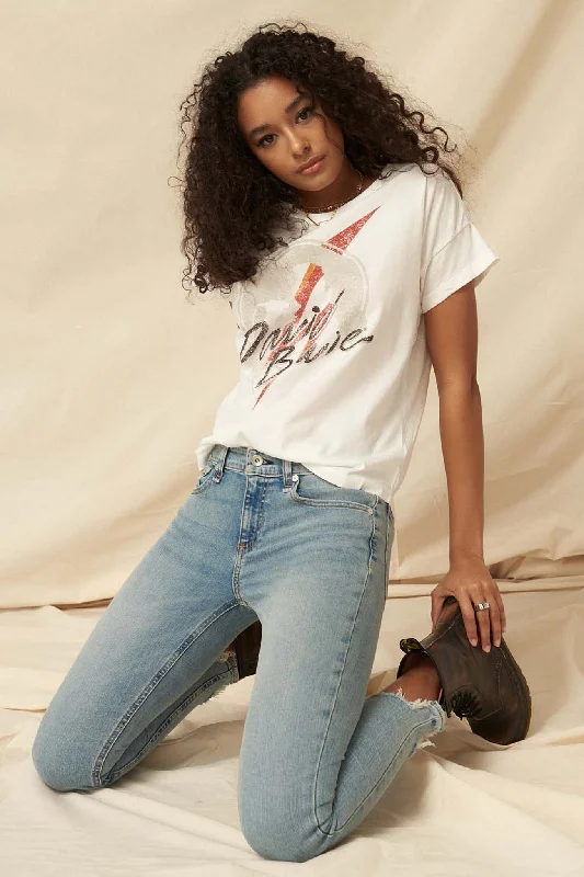 David Bowie Silhouette Vintage-Print Graphic Tee Front Pockets Side Pockets Patch Pockets David Bowie Silhouette Vintage-Print Graphic Tee Front Pockets Side Pockets Patch Pockets