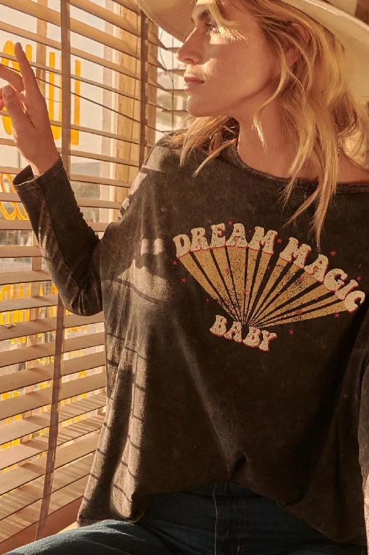 Dream Magic Vintage-Washed Long-Sleeve Graphic Tee Rayon Fabric Velvet Fabric Corduroy Fabric Dream Magic Vintage-Washed Long-Sleeve Graphic Tee Rayon Fabric Velvet Fabric Corduroy Fabric