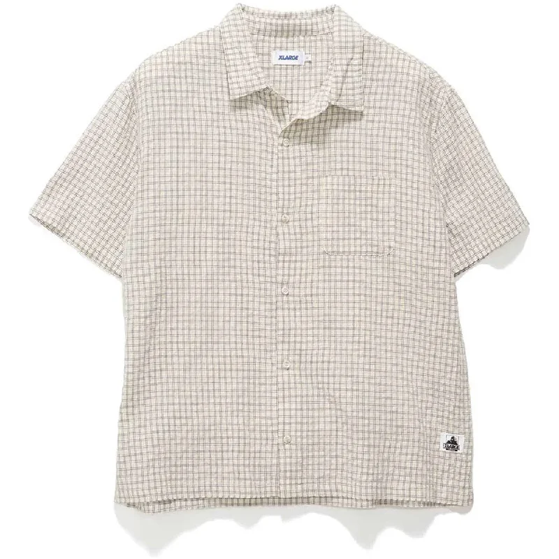 Half Check SS Shirt Satin Blend Silk Blend Wool Blend