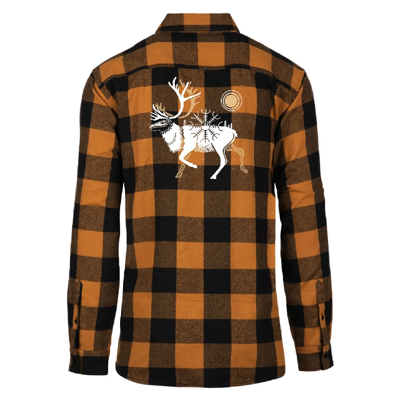 Icelandic Reindeer Flannel Button Down Shirt Anti-Pilling Machine Wash Handmade