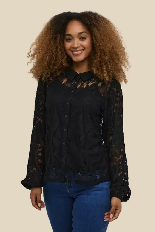 Kanni Lace Shirt Collared T-Shirt Boat Neck A-Line