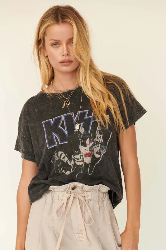KISS Photo Collage Vintage-Print Graphic Tee Rayon Fabric Velvet Fabric Corduroy Fabric KISS Photo Collage Vintage-Print Graphic Tee Rayon Fabric Velvet Fabric Corduroy Fabric