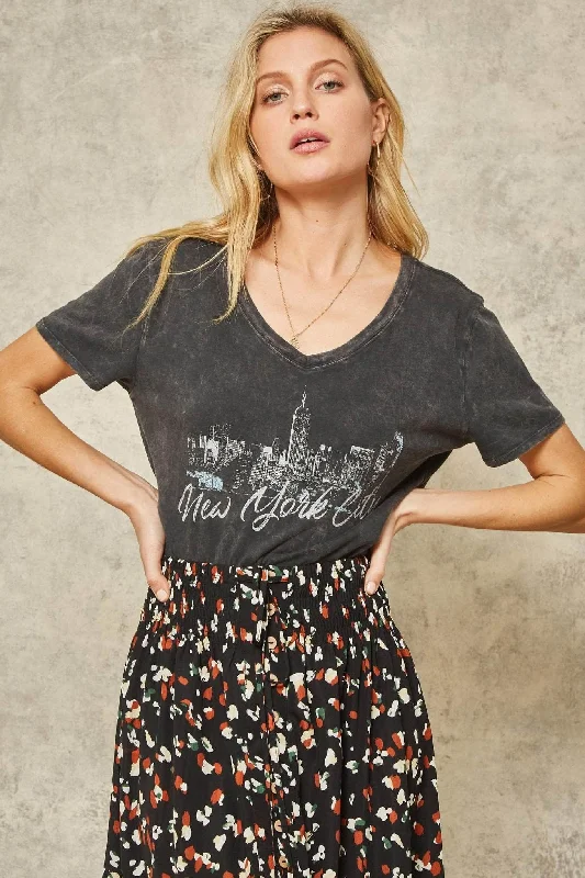 New York City Stone-Washed Vintage Graphic Tee Denim Fabric Leather Fabric Suede Fabric New York City Stone-Washed Vintage Graphic Tee Denim Fabric Leather Fabric Suede Fabric