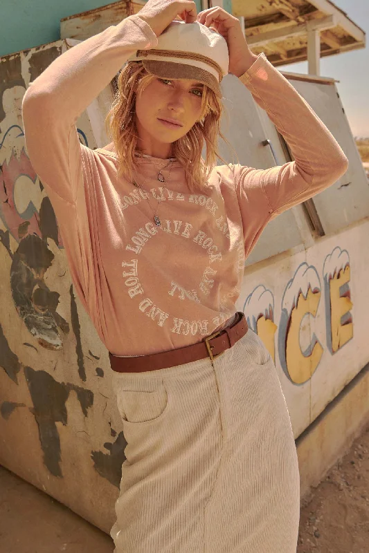 Rock & Roll Vintage Long-Sleeve Graphic Tee Elegant Classic Vintage